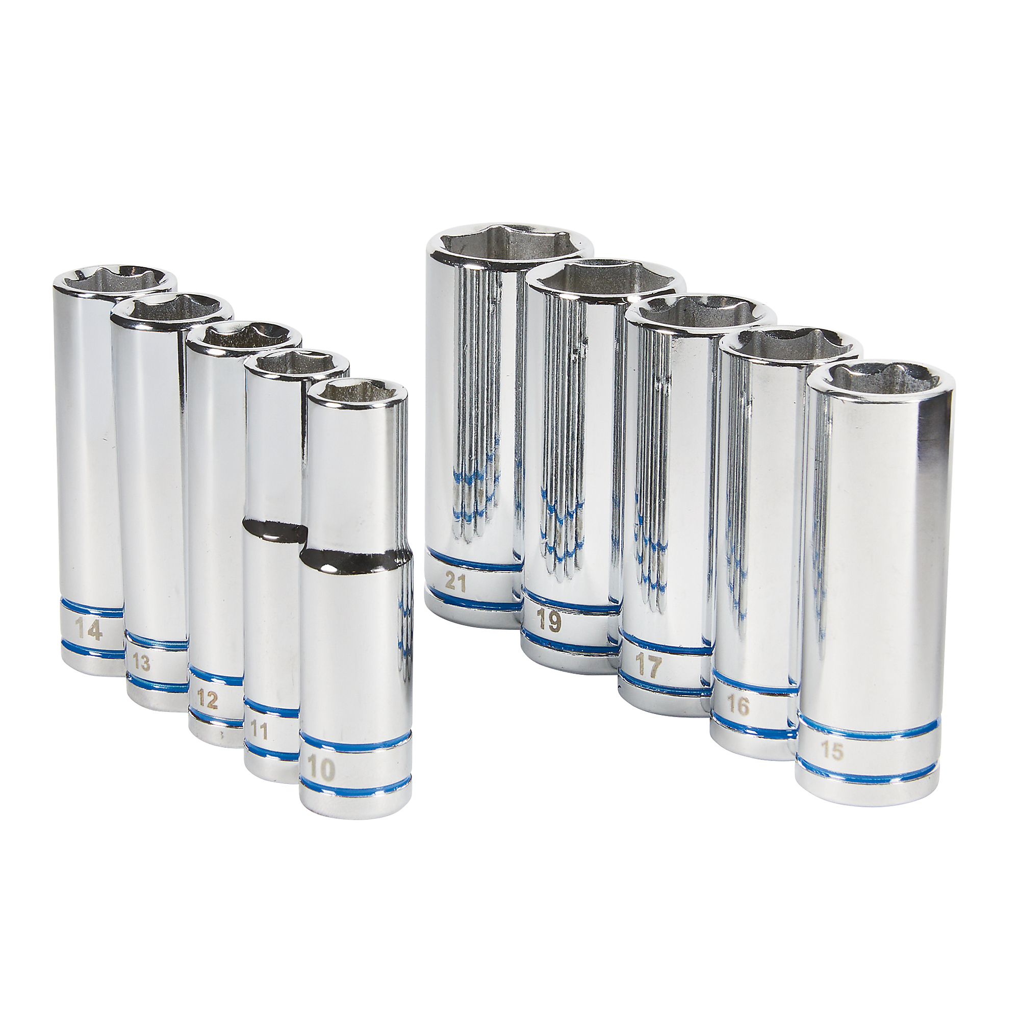 Klutch 3/8in.-Drive Metric Deep Socket Set, 10-Pc.